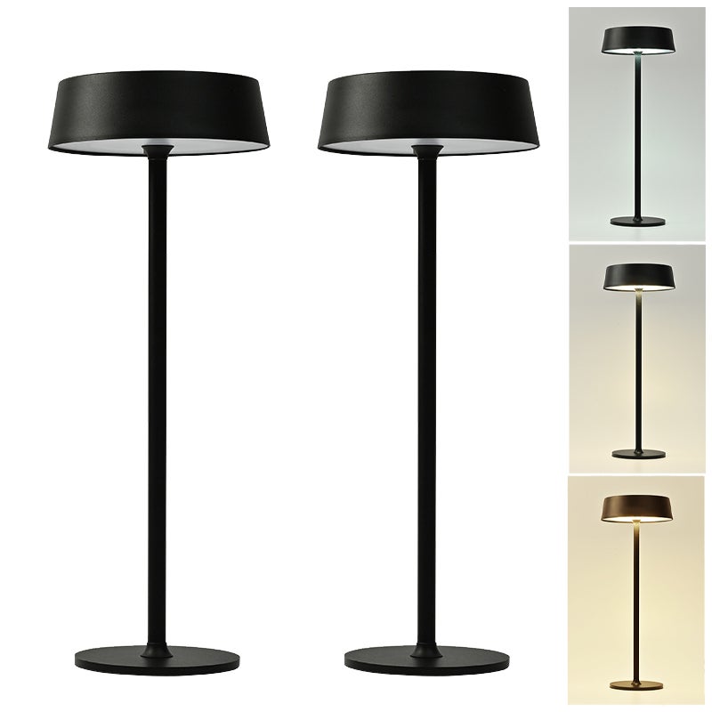 Zestaw 2 bezprzewodowych lamp stołowych LED, lampka biurkowa ze ściemnianiem i 3 temperaturami barwowymi, lampka nastrojowa sterowana dotykowo
