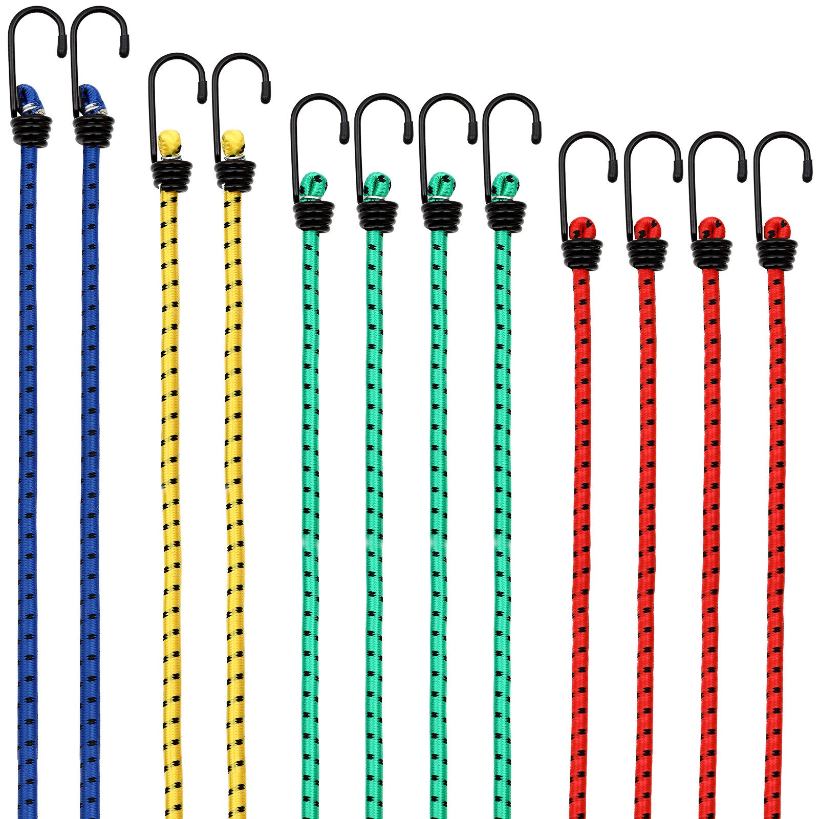 Lot De 4 Tendeurs élastiques Plats 200 Cm Avec Crochets Métal - Extra Résistants Pour Transport Et Bâches - 11