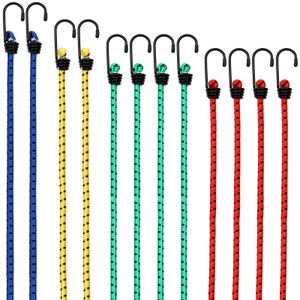 4 Tendeurs Élastiques Avec Crochets Métal - 200 Cm, Plat, Noir - Pour Transport, Bâche, Chargement