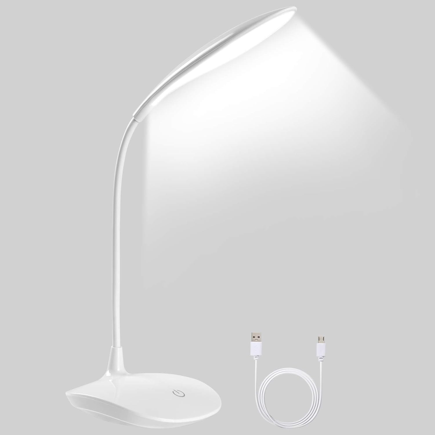 Akumulatorowa lampa biurkowa LED – lampa z elastycznym zaciskiem 360°, 1200 mAh, dotykowa regulacja jasności