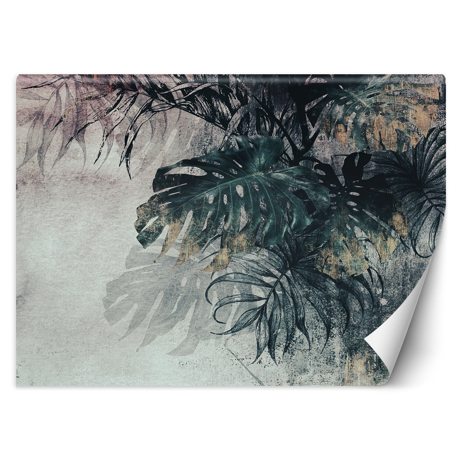 Fototapeta, Monstera 3D Liście Zieleń Złoto 300x210