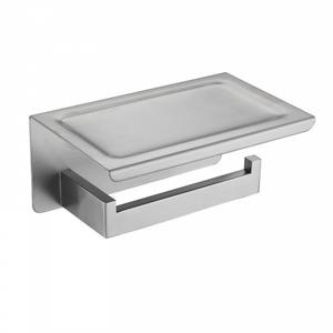 Porta Carta Igienica Con Mensola In Lega Di Zinco, Porta Rotoli Da Parete Con Ripiano Portatelefono, Grigio, Per Bagno E Cucina