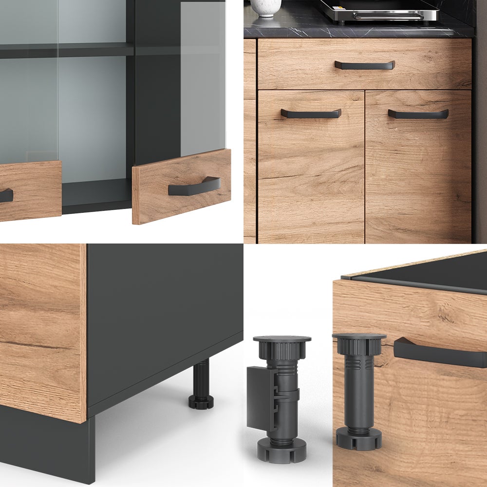 Vicco Cuisine R-Line, Chêne doré/anthracite, 140cm sans PT - 6