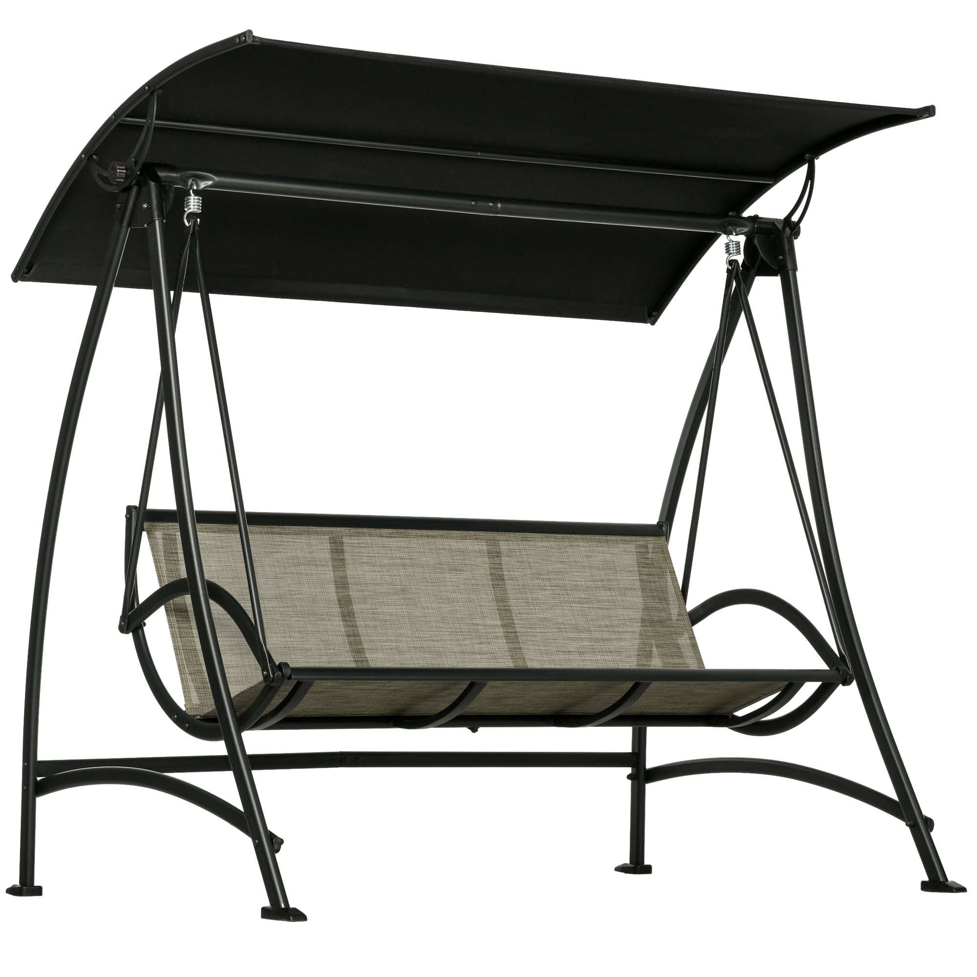 GIANTEX Panca A Dondolo 2 Posti Con Tavolino | Set Giardino In Metallo E Textilene, Altalena Da Esterno 360 Kg, Con Piano In Vetro