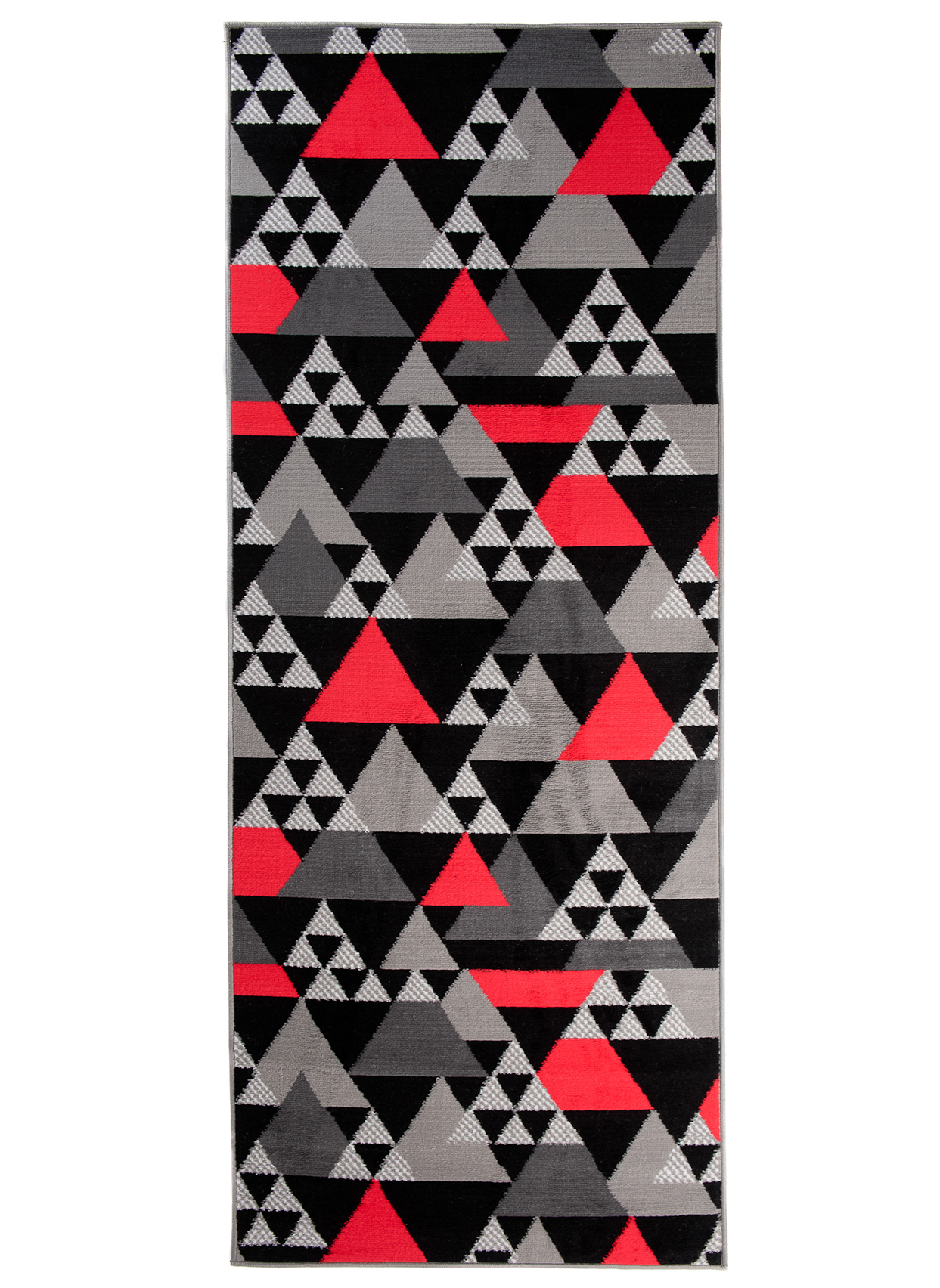 TAPISO Maya Tappeto Passatoia Corridoio Moderno Rosso Grigio Nero Triangolo Mosaico 70 x 230 cm - 2
