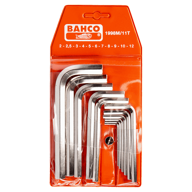 Jeu de 11 clés mâles 6 pans 2 à 12 mm finition nickelée 1998M/11T Bahco