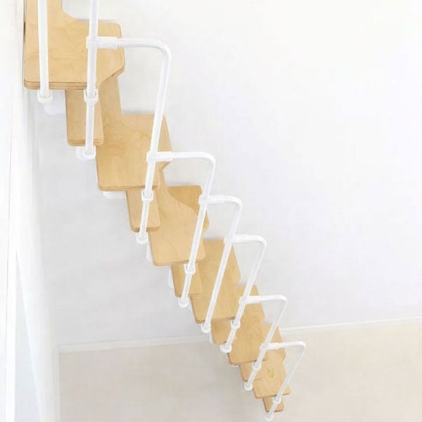 Escalier droit 12 marches - Hauteur à franchir 2.23 à 2.94m - Blanc et hêtre - TWISTER60-I-BH-12 - 5