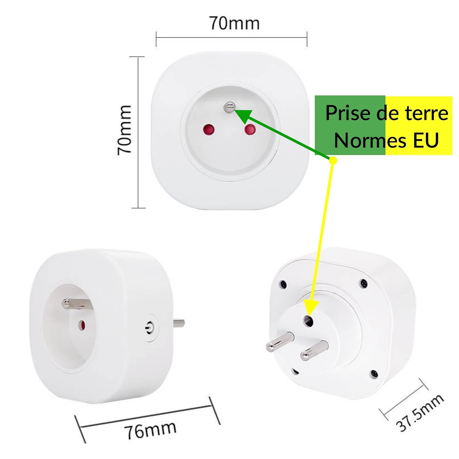 Prise murale commandée sans fil et sans pile - Qualité Pro - 1 télécommande radio auto alimentée + 1 prise EU 3000w - 5