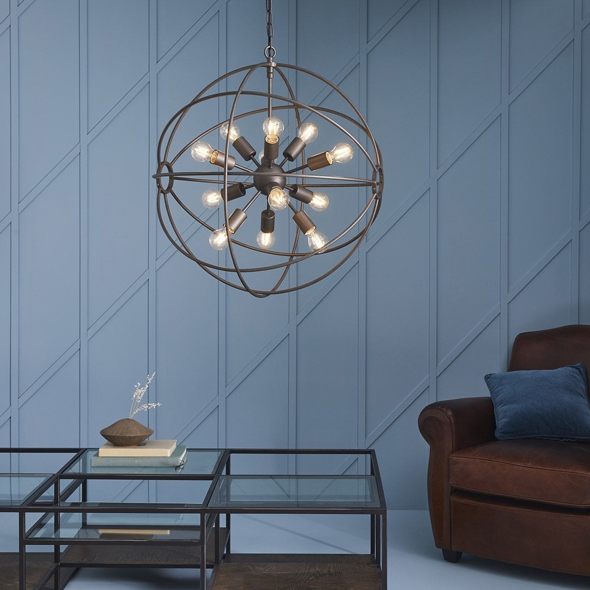 Lustre métal gris Spoutnik D100cm - 2