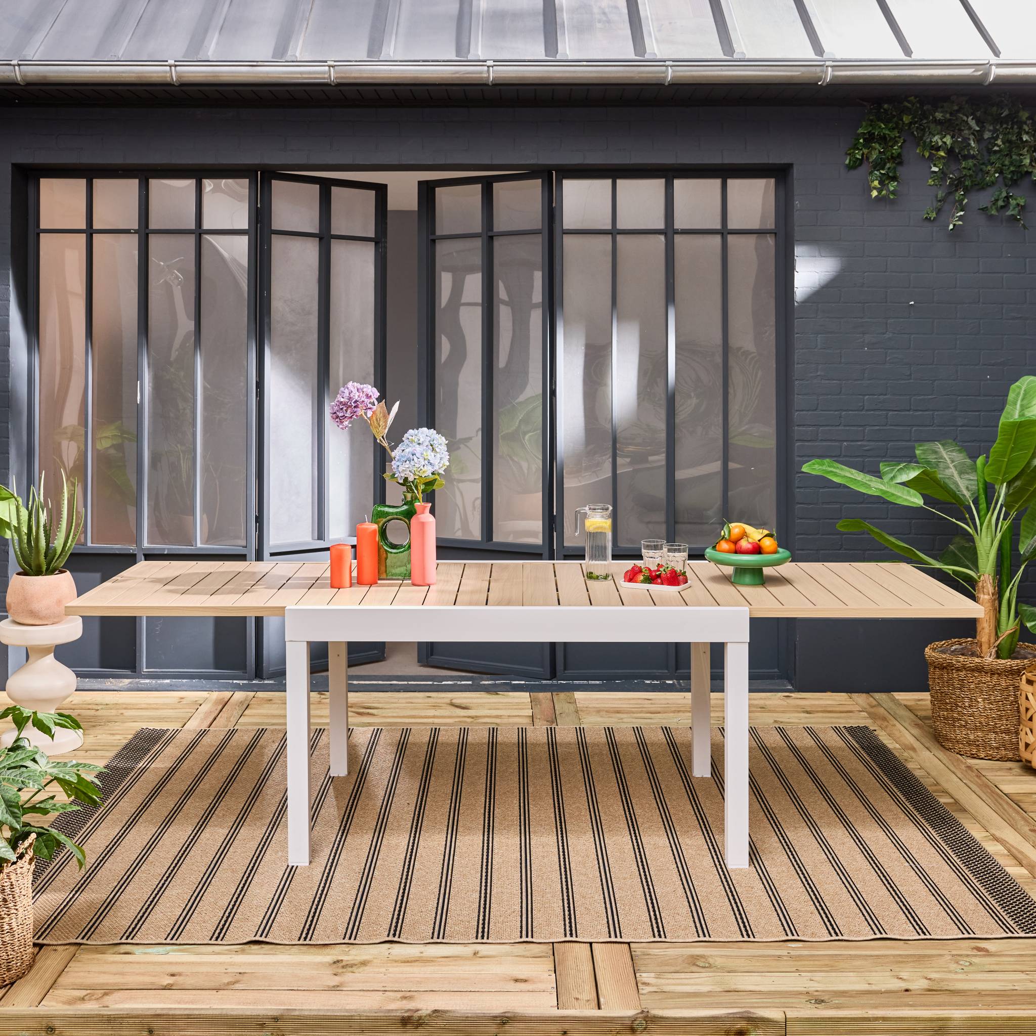 Table à manger de jardin rectangulaire en Aluminium Blanc 8 places - 2