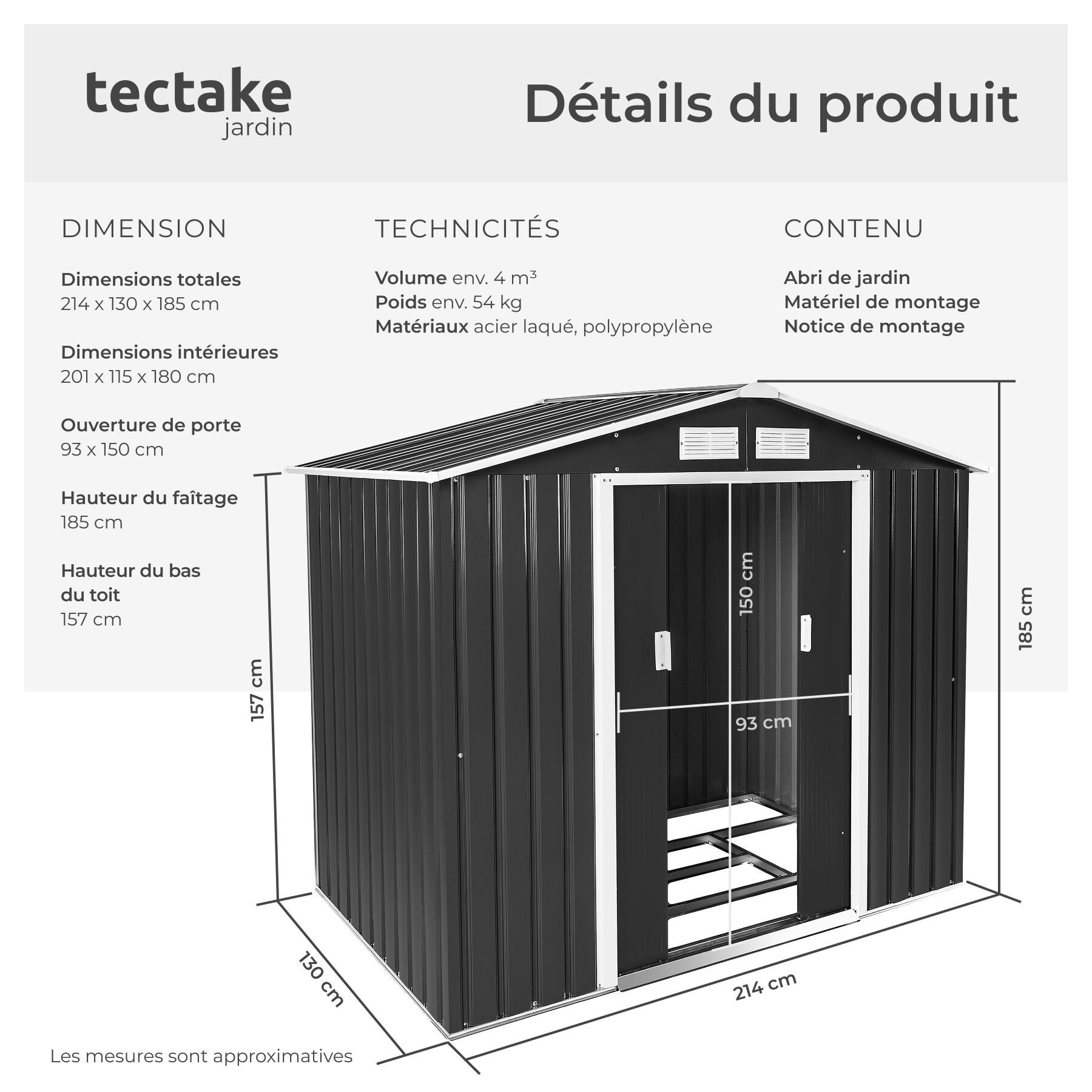 TECTAKE cobertizo para jardín de acero - 6