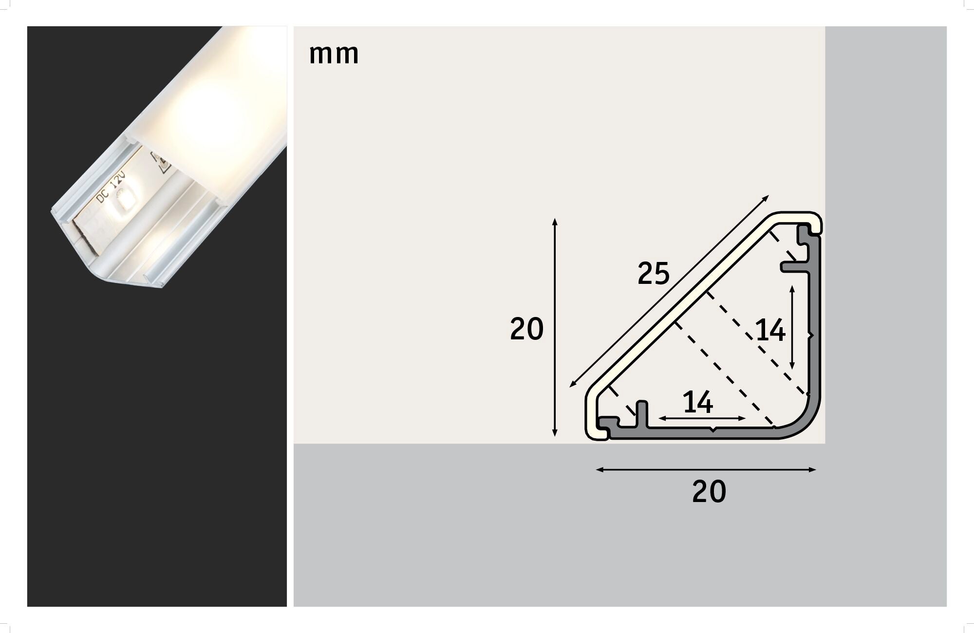 Profilé de strip LED Delta 1m Alu Satiné - 4