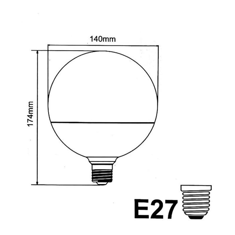 Ampoule E27 Led 25w 220v G140 300° Globe Blanc Froid 6000k 8000k