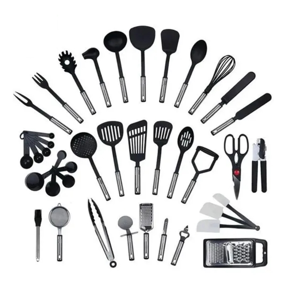 Zestaw przyborów kuchennych Chef Kitchen Utensils, 40 elementów, uniwersalny, silikon żaroodporny, czarny