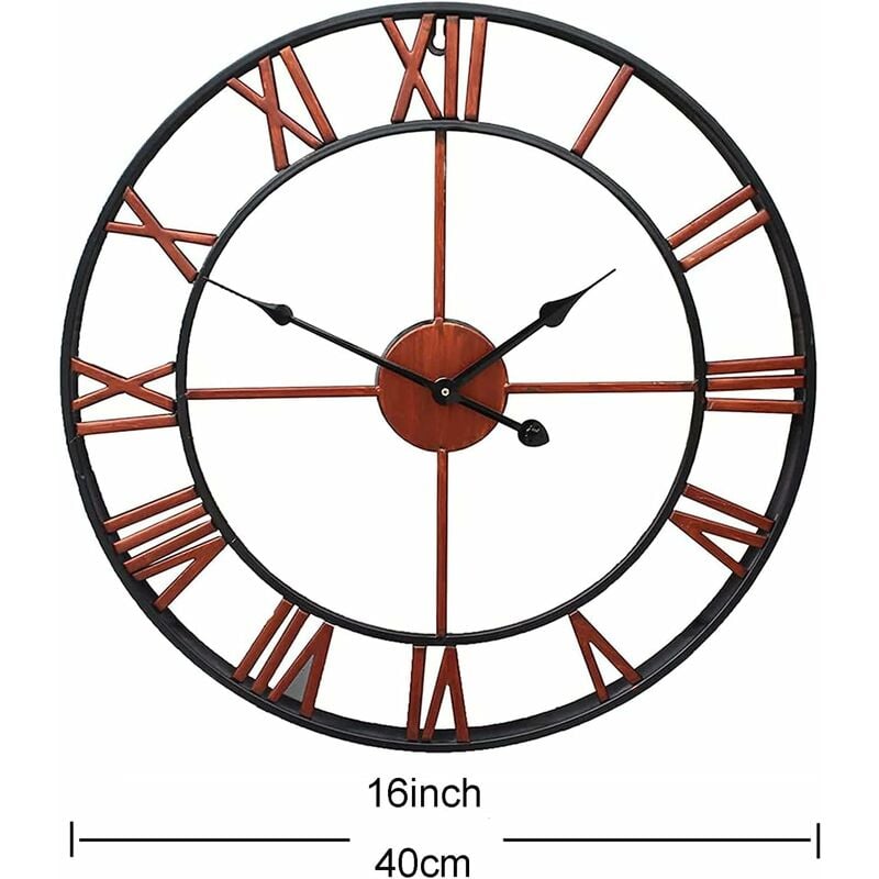 Horloge de jardin (cuivre),40 cm Horloge murale de jardin d'extérieur Grands chiffres romains Horloge de jardin Horloge en fer d'extérieur Horloge - 5