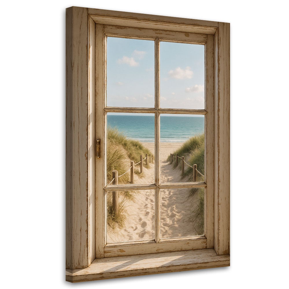 Obraz do salonu, Shabby Chic Widok z okna na plażę 60x90
