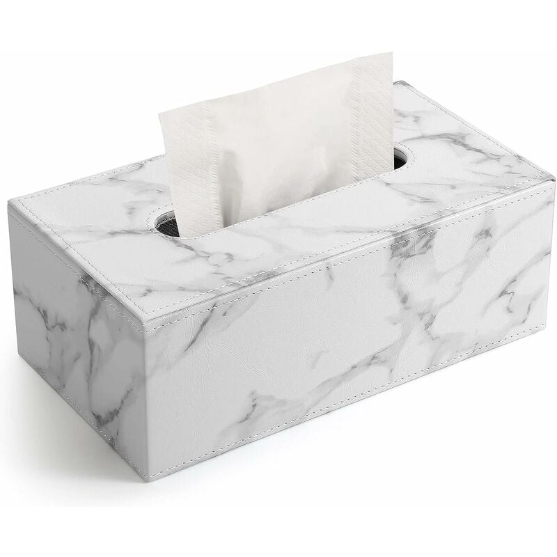 Pudełko na chusteczki higieniczne, 25x13,3x9,6 cm - Marmurowy uchwyt na chusteczki z skóry PU do dekoracji domu/biura/samochodu