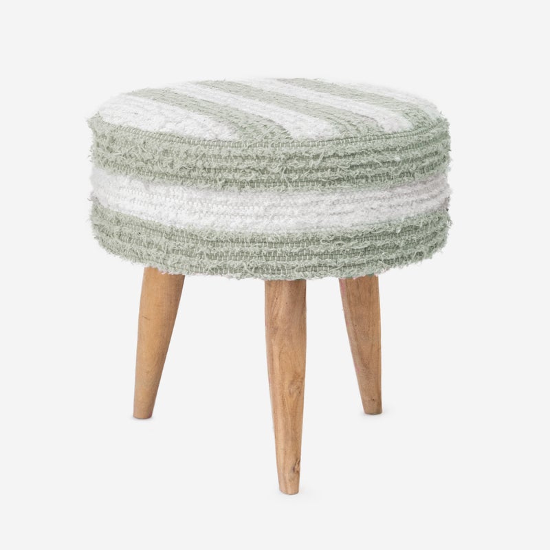 TABORET DZIECIĘCY Z BAWEŁNY W KOLORZE BIAŁYM I JASNOZIELONYM Ø38X40CM