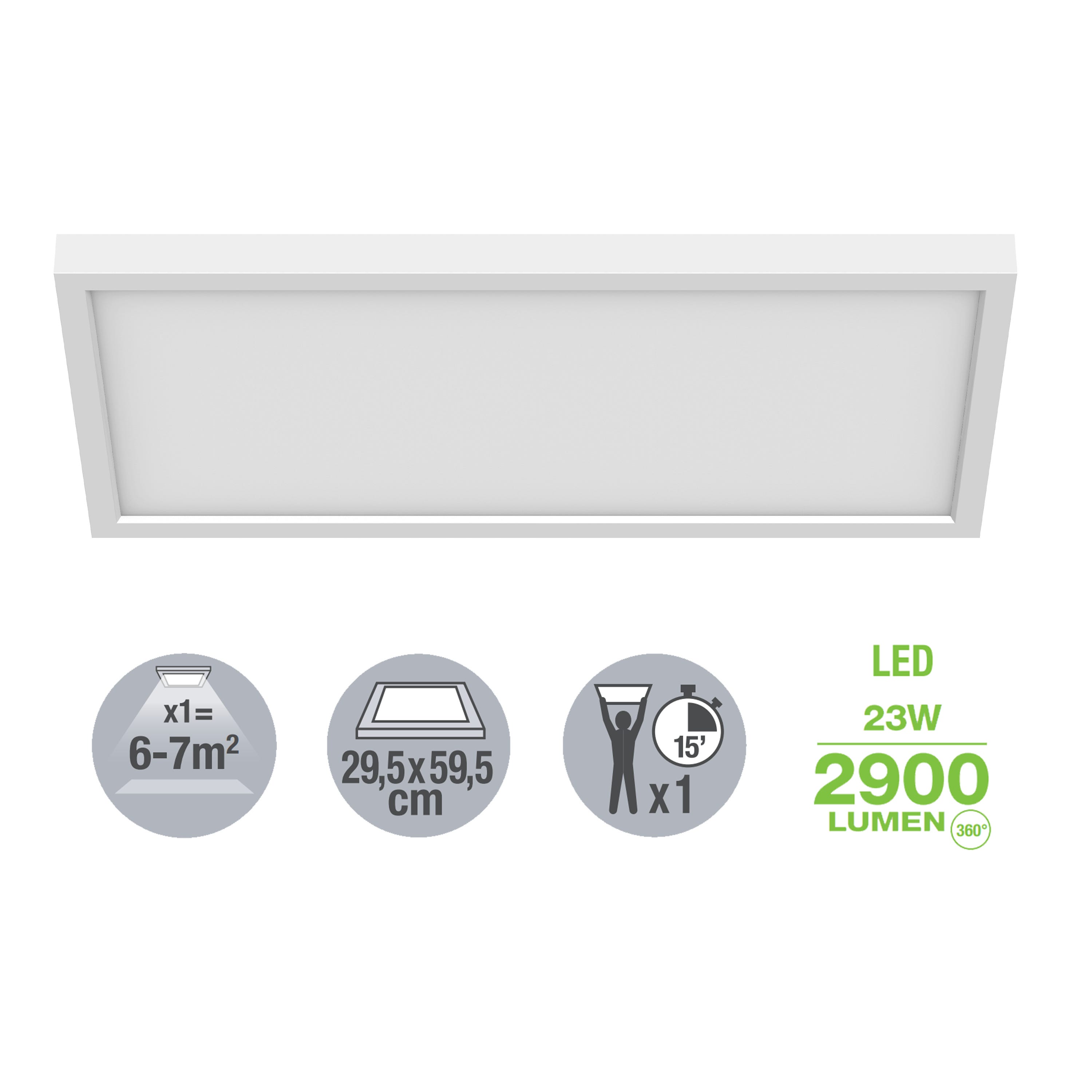 INSPIRE - Pannello LED GDANSK connesso - 30 x 60 cm - Pannello led dimmerabile RGB - Luce LED multicolore - Da 100 a 2900 LM - Da 2700K a 6500 K - - 5