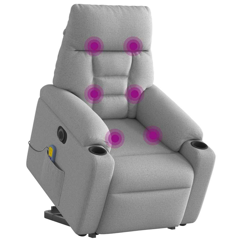 Fauteuil inclinable de massage | Fauteuil de relaxation | Chaise de relaxation électrique gris nuage tissu CFW793213 - 3