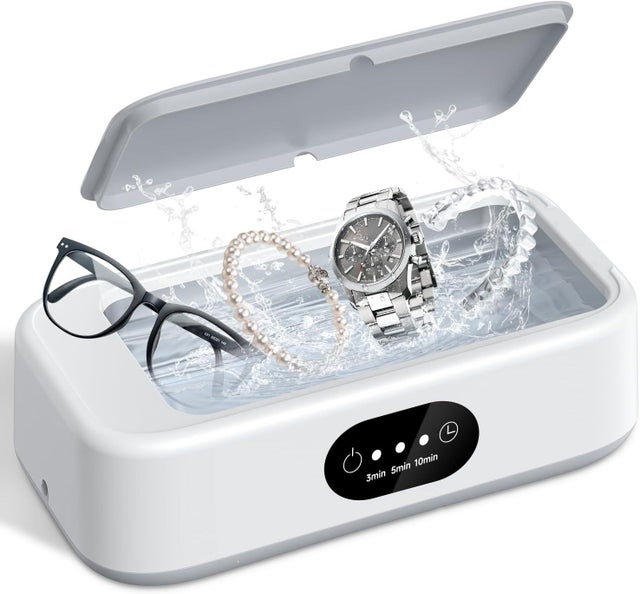 Nettoyeur à ultrasons, 49 kHz, 640 ml, convient pour les bijoux, les lunettes, les diamants, les prothèses dentaires et les montres.