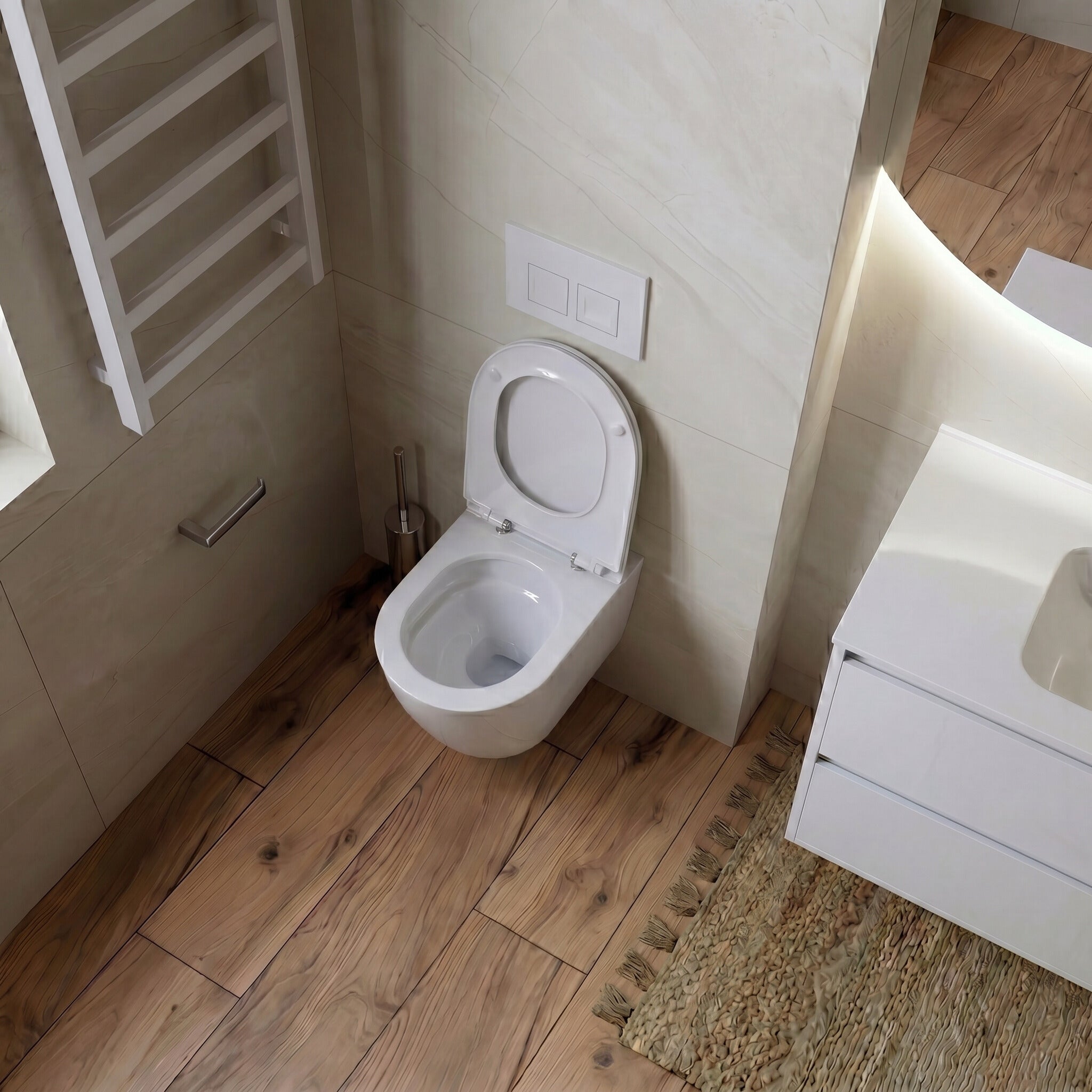 GEBERIT Duofix Basic Support Bâti-support + Lavita WC Dalia suspendu blanc sans bord + panneau de commande Delta 25 blanc | Kit complet WC - 5