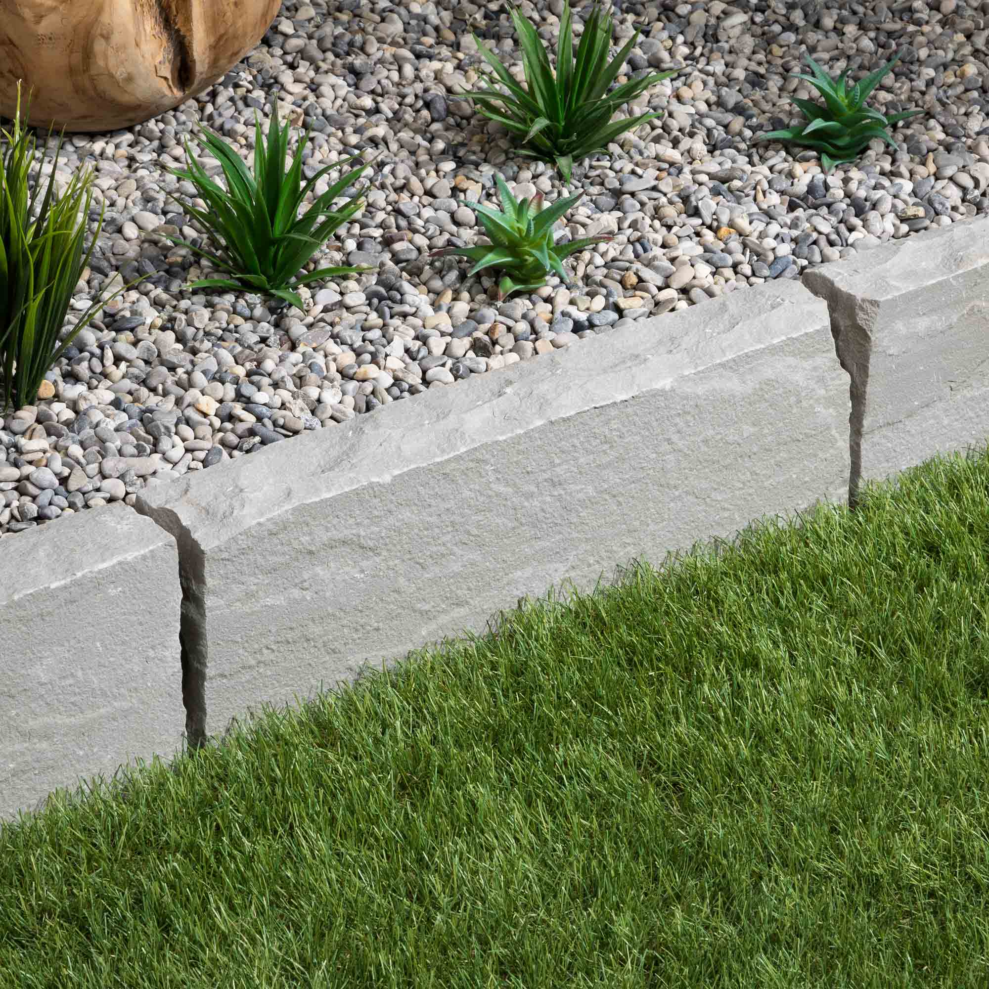 Bordure de jardin en pierre Grès Kandla Gris H.20 x L.50 cm (Lot de 15) - RO'MA Nature - 2