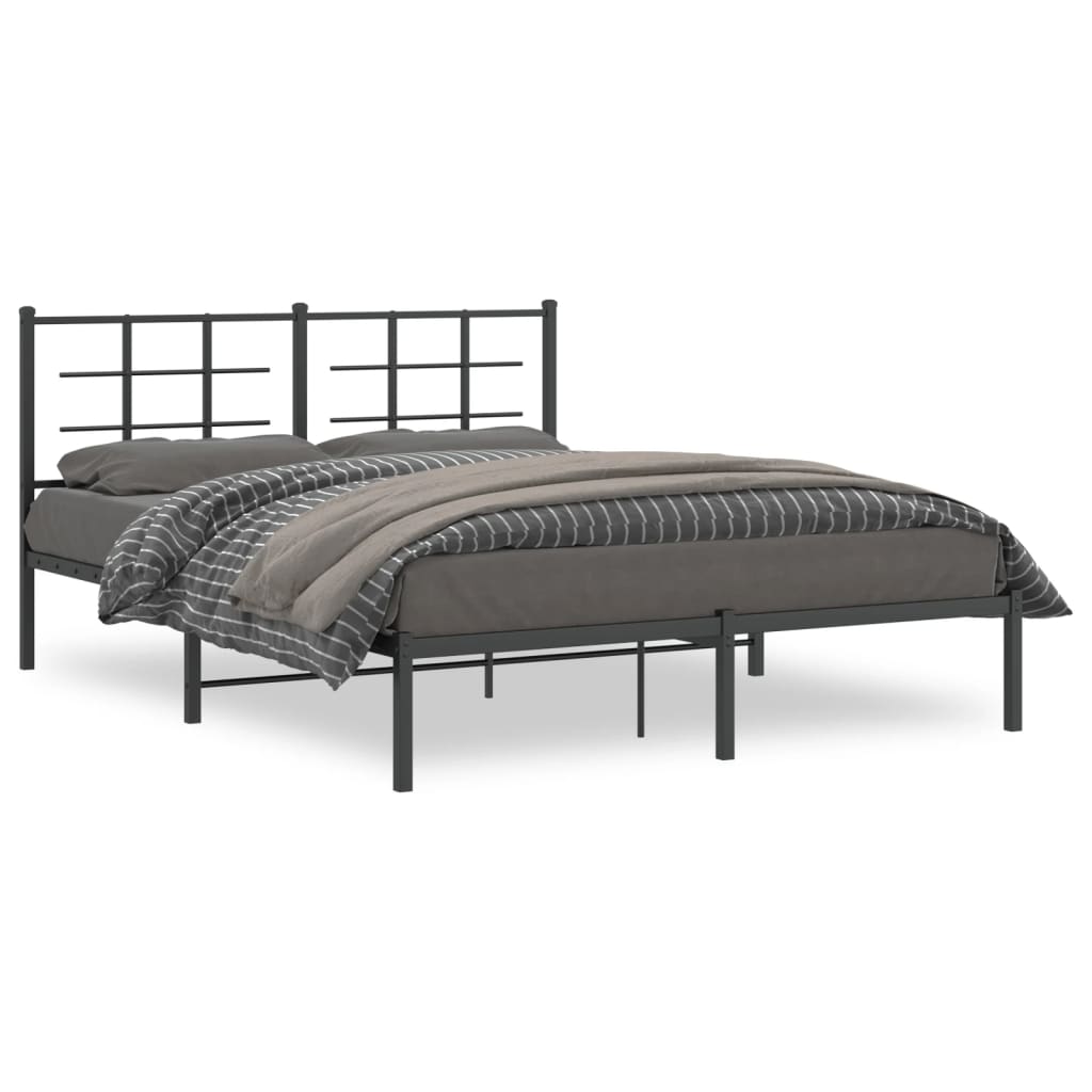 Łóżko Metalowe Czarne Rama Łóżka Ze Stelażem Do Sypialni Pokoju 150x200 cm