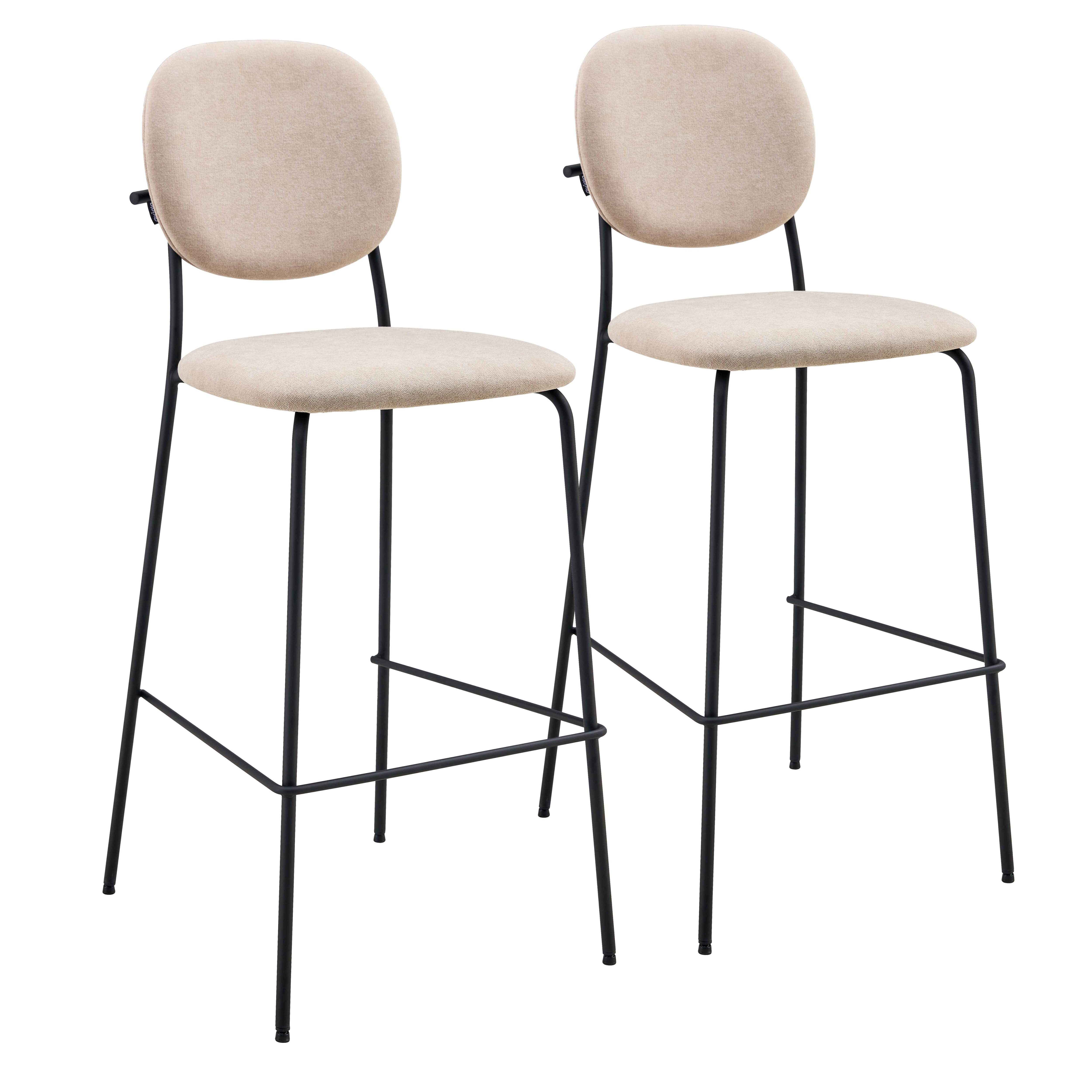 Lot de 2 chaises hautes en acier et tissu beige | Leroy Merlin