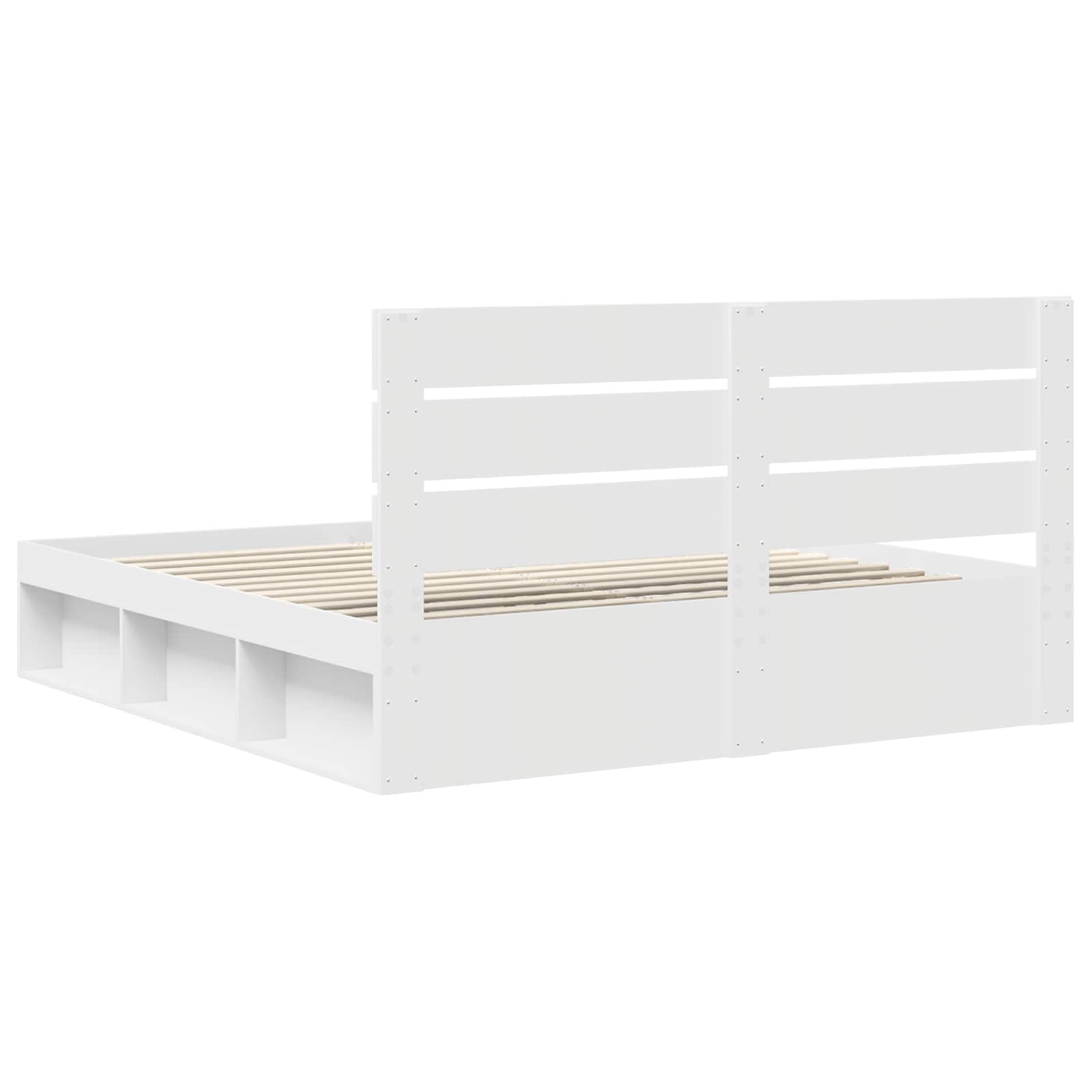 Cadre de lit blanc 200 x 200 cm en bois de pin massif - 9