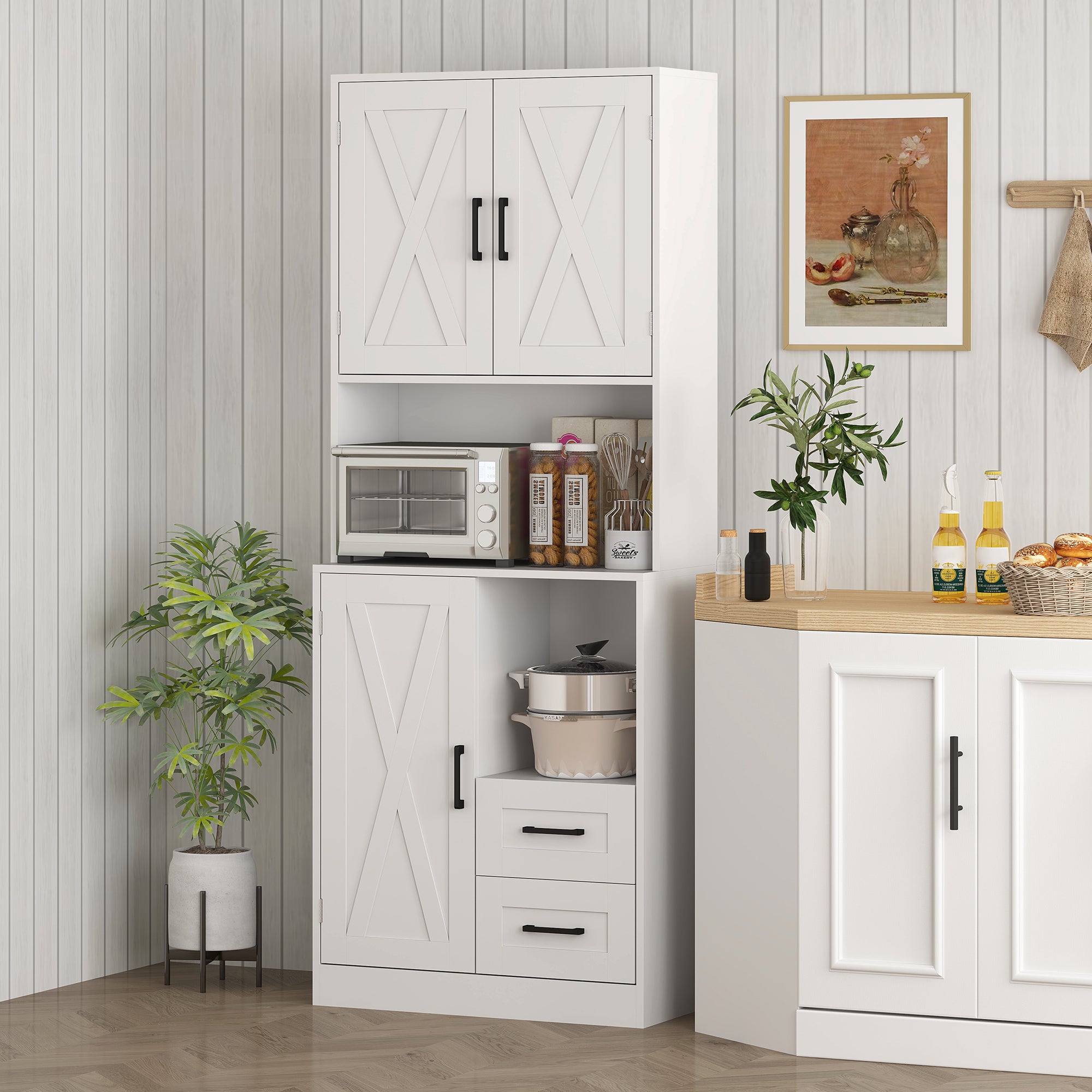 Alacena de Cocina HOMCOM Melamina de Madera Blanco 70x40x180 cm - 2