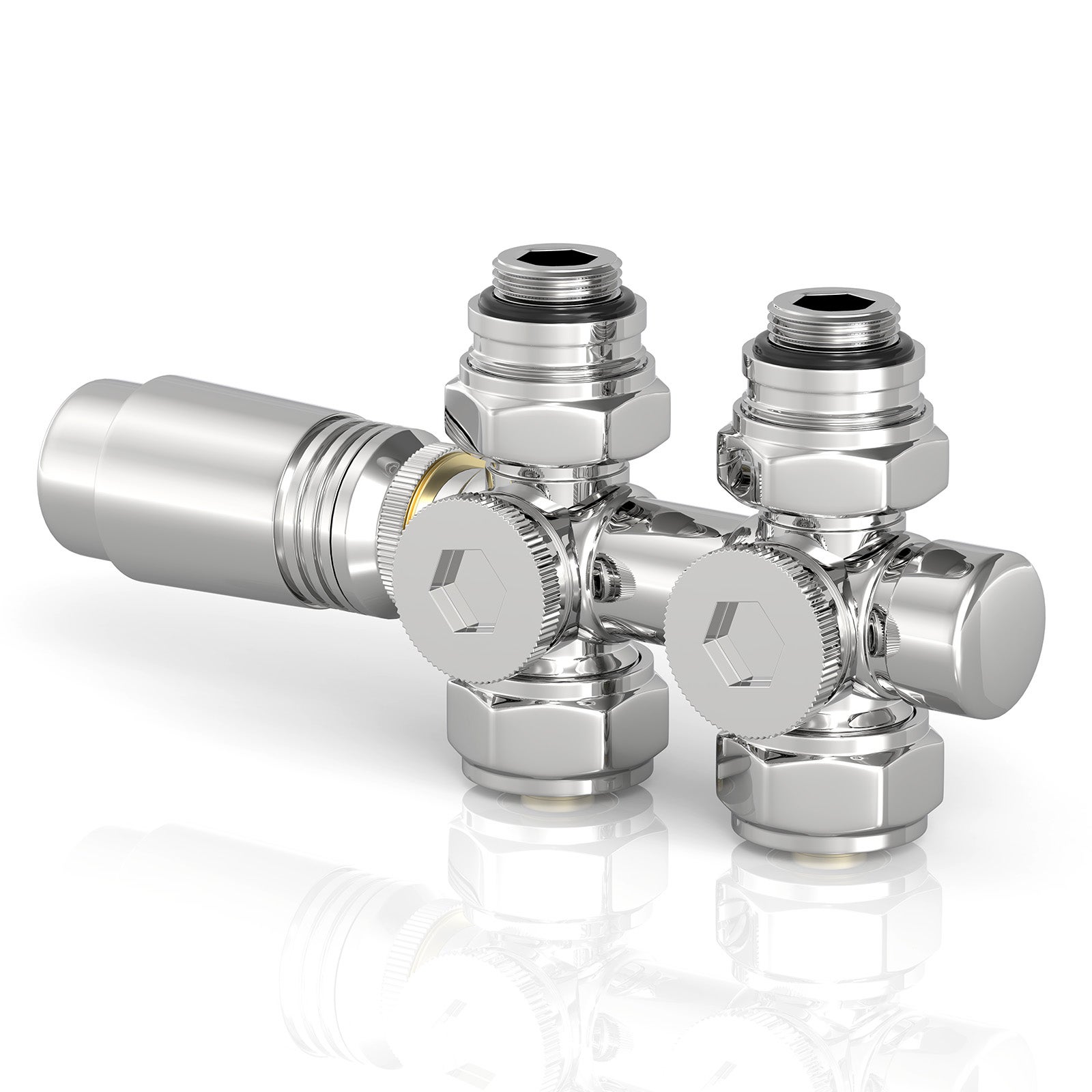 Zawór termostatyczny do grzejnika łazienkowego - Zestaw z głowicą - Kolor chrom - Zgodny 15/16 mm