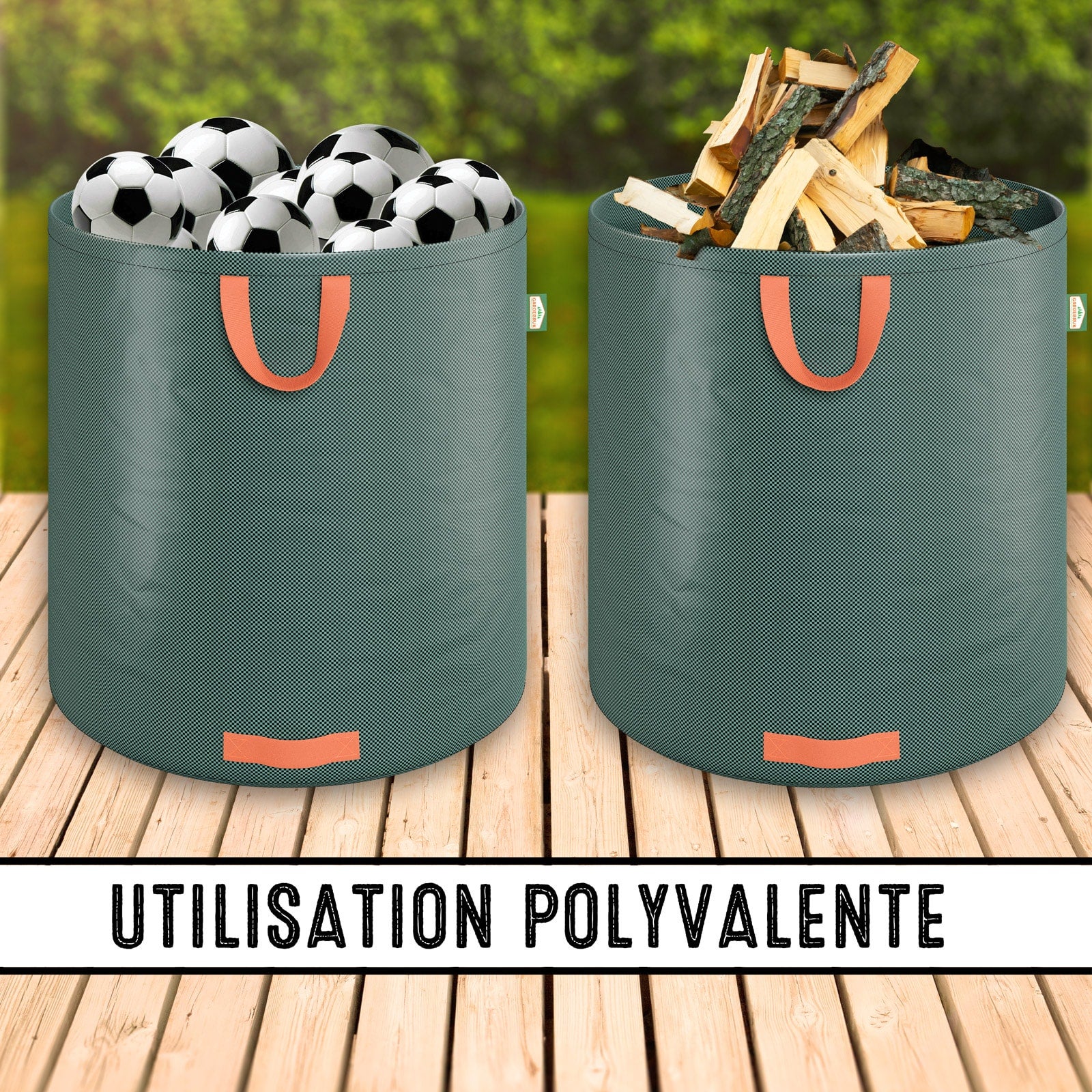 4x Sacs de jardin 500L 50 kg sac de déchets ordures végétaux tissu renforcé pliable hydrofuges sac - 5