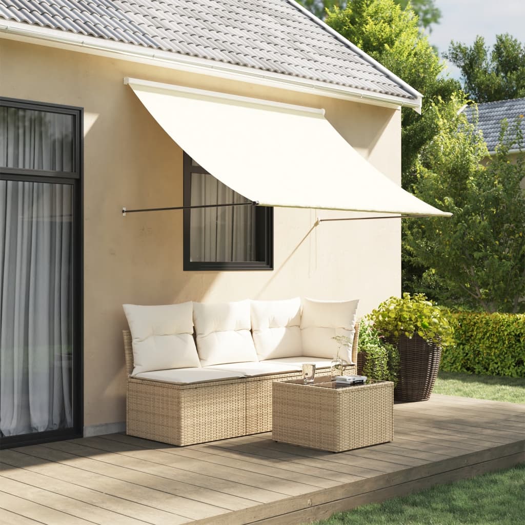 Store Banne Rétractable 2,5 X 2,5 M – Bras Articulé Avec Manivelle, Réglage Angle 40-100°, Protection UV Et Eau, Pour Balcon/terrasse (beige)