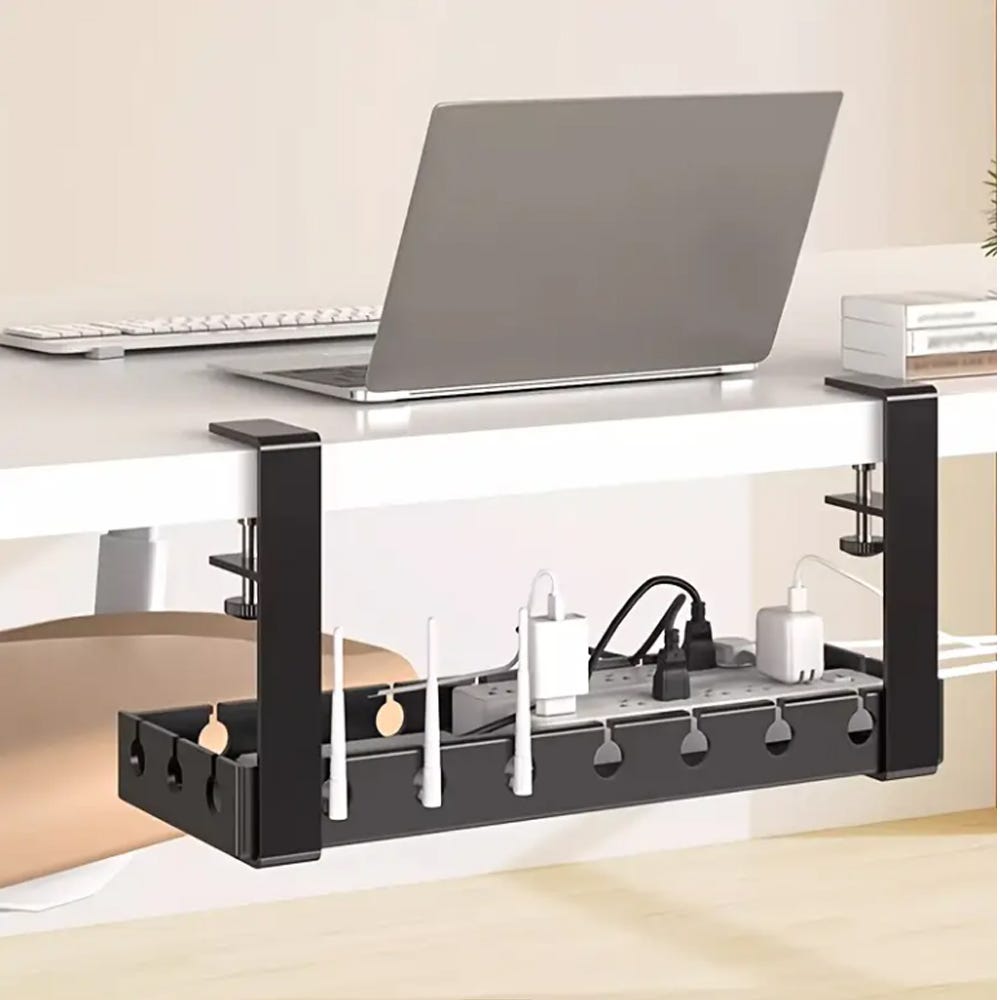 Punmoy Boîte de gestion des câbles sous le bureau avec couvercle, grand Punmoy Boîte de gestion des câbles sous le bureau avec couvercle, grand