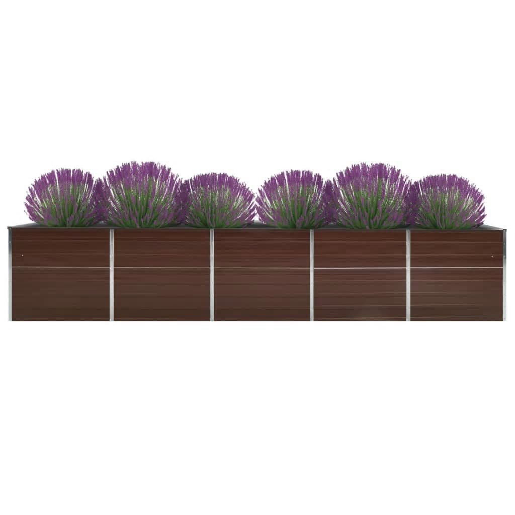 Maison Exclusive - Lit surélevé de jardin Acier galvanisé 400x80x45 cm Marron - 2