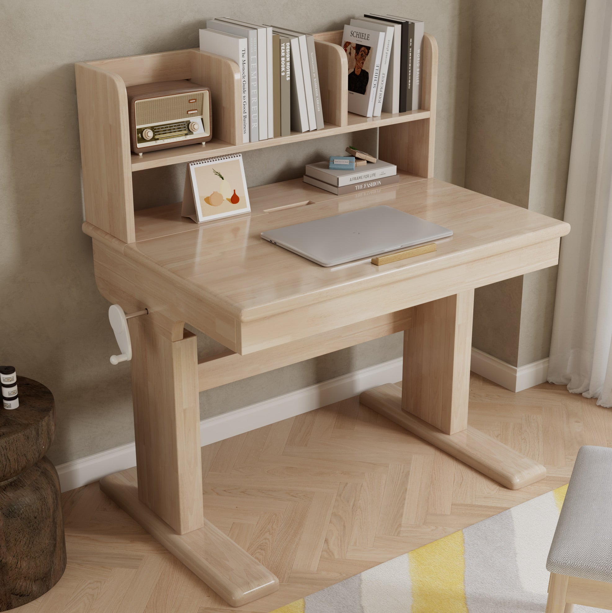 Scrivania per bambini 92x60x89/110,5 cm con piano ribaltabile, altezza ...