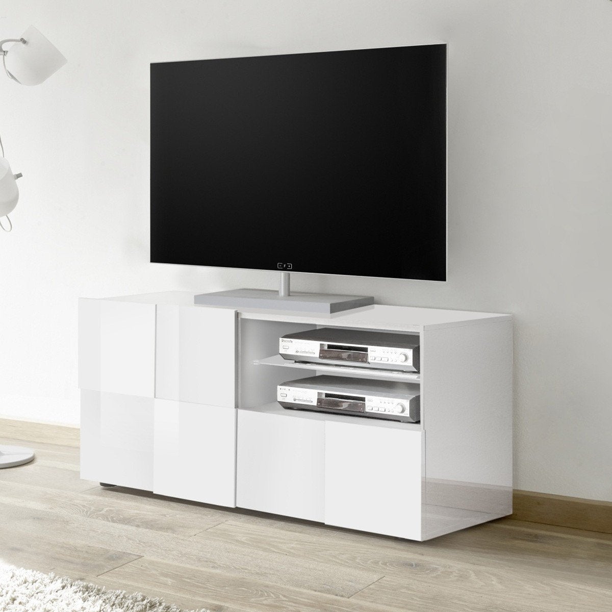 Meuble TV Extensible 140-190 Cm – Blanc Et Bois, 2 Tiroirs, 1 Porte – Design Moderne Pour Salon - 13