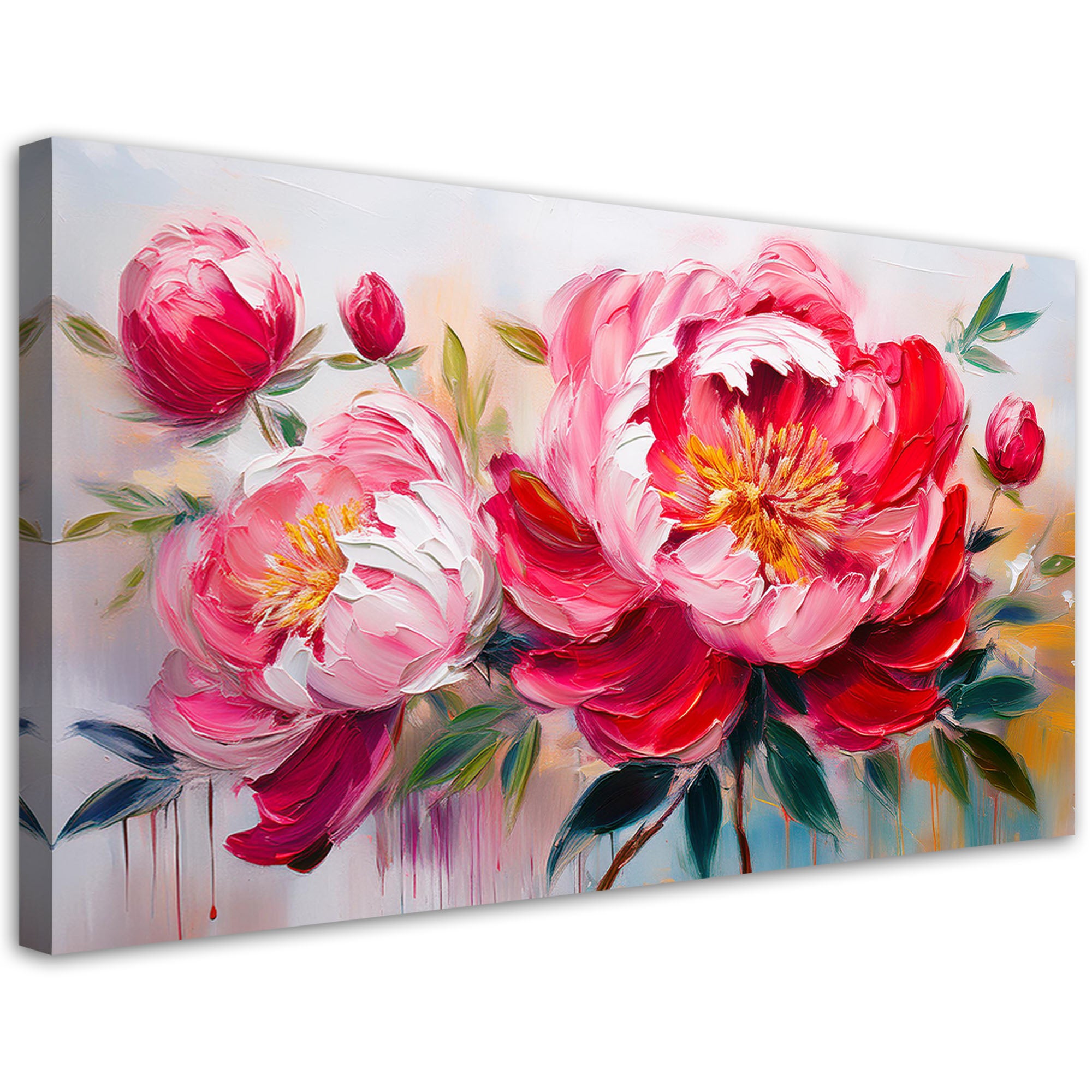 Obraz na płótnie, Kwitnące Różowe Piwonie Kwiaty 120x60