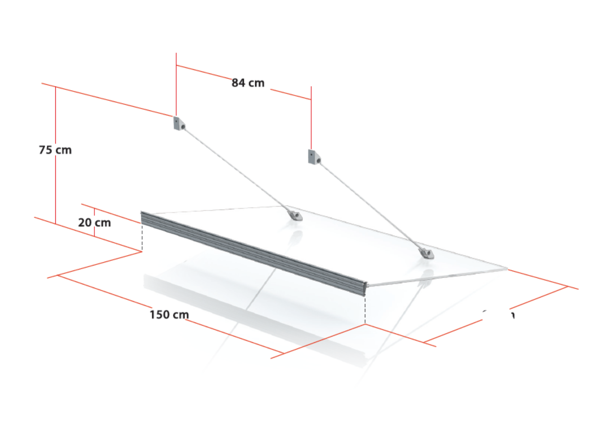 Toldo de porta Arctom ALU antracite Lazur 150x97, folha de acrílico transparente 10mm - 4