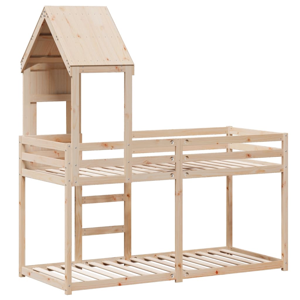Lit superposé avec toit 90x190 cm bois massif de pin - 8