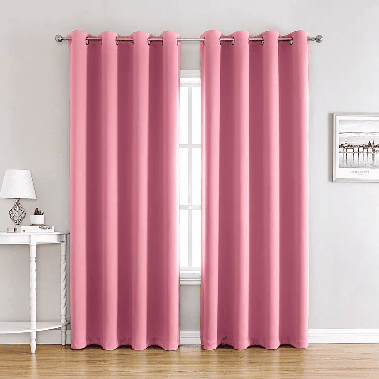 Cortinas opaca foscurit gruesa y suave 140x260cm resistente al calor y la luz, color rosa (2 piezas)