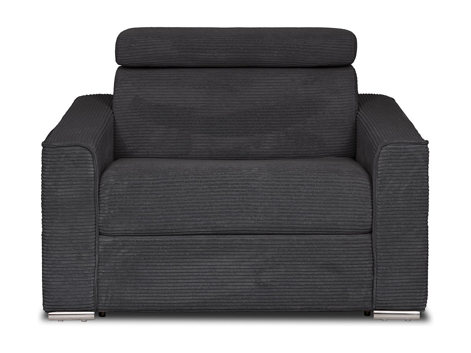 Fotel rozkładany z szarego weluru - pow. spania 70 cm - Materac 14 cm - VIZIR