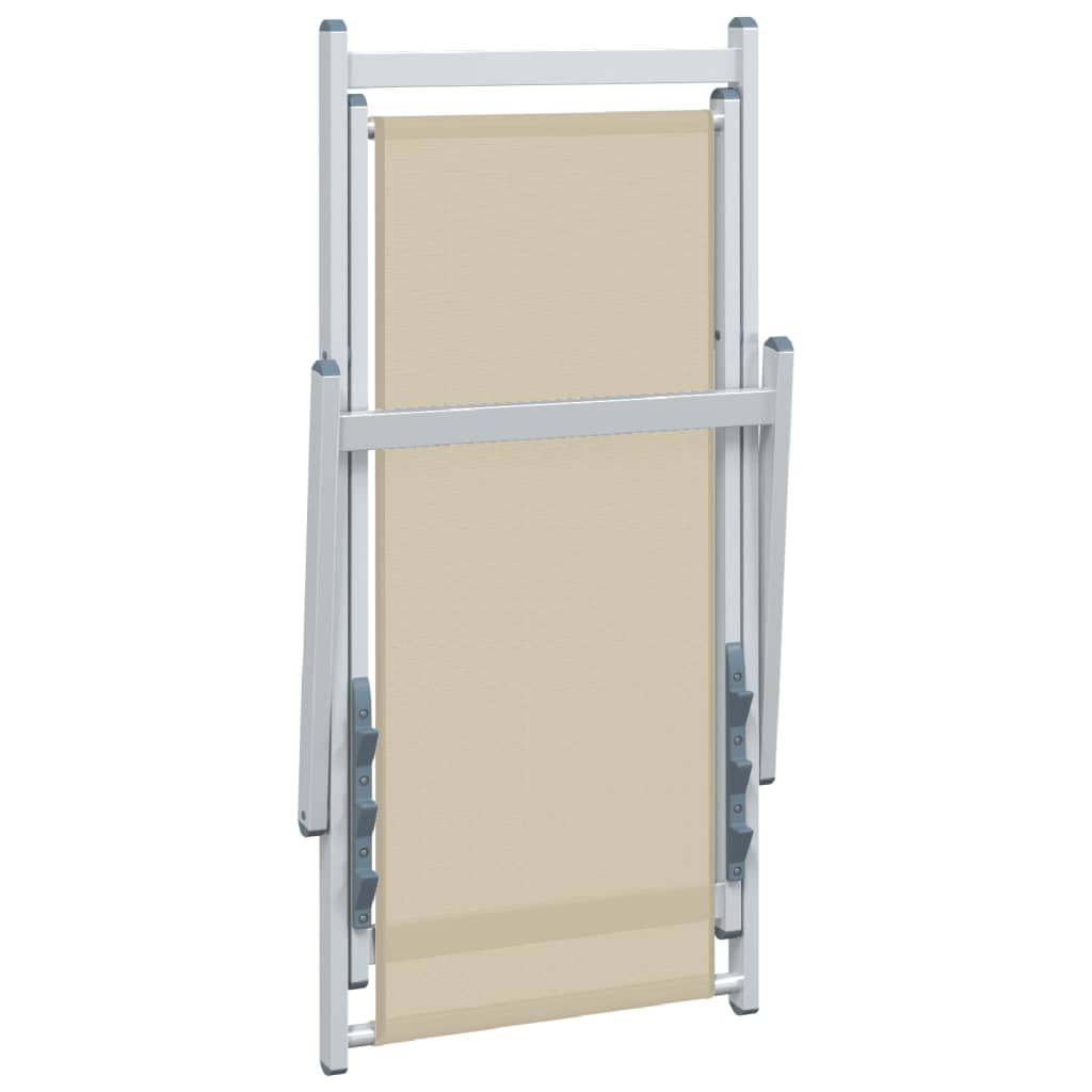 Chaises de plage pliantes 2 pcs crème aluminium et textilène - 8