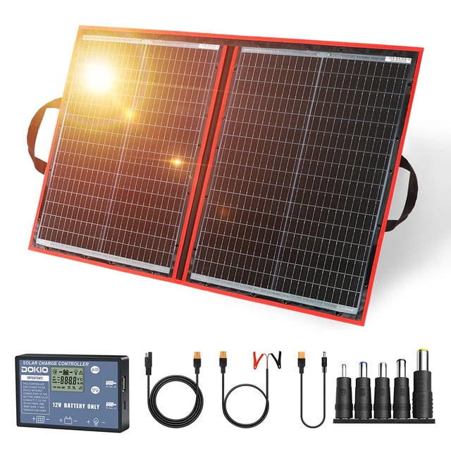 Panel solar plegable portátil con controlador de 12 V para cargar baterías, kit de panel solar de 100 W para camping y emergencias.