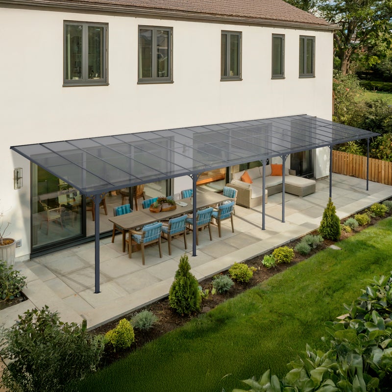 Dołączona pergola/wiata garażowa 33m² KLEO 1100L300 aluminium Szary