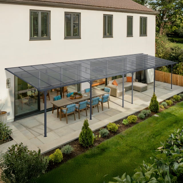 Pergola addossata/posto auto coperto 33m² KLEO 1100L300 grigio alluminio
