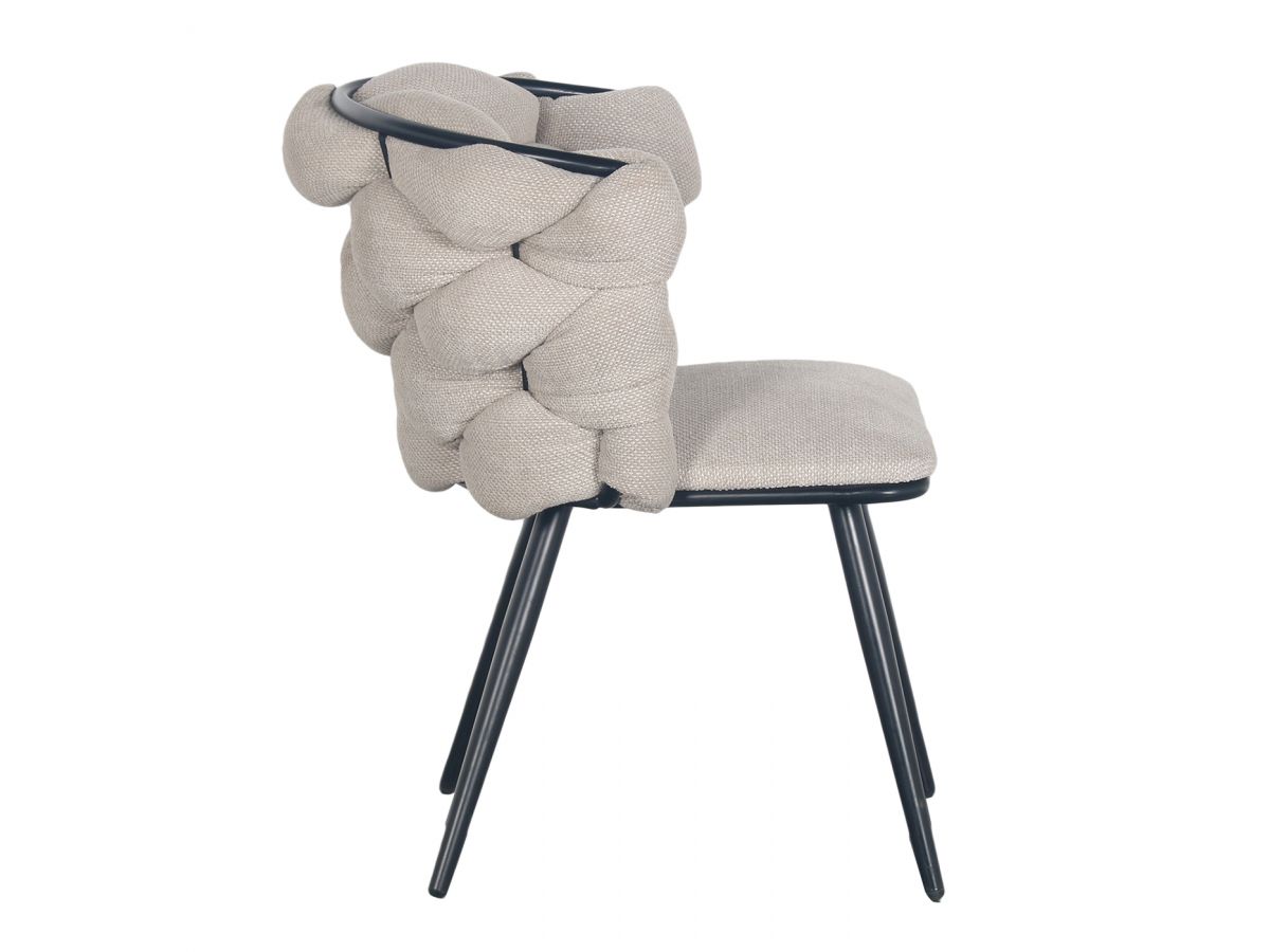 Lot de 2 chaises CHLOE tissu texturé et pieds métal noir BOBOCHIC Beige ...