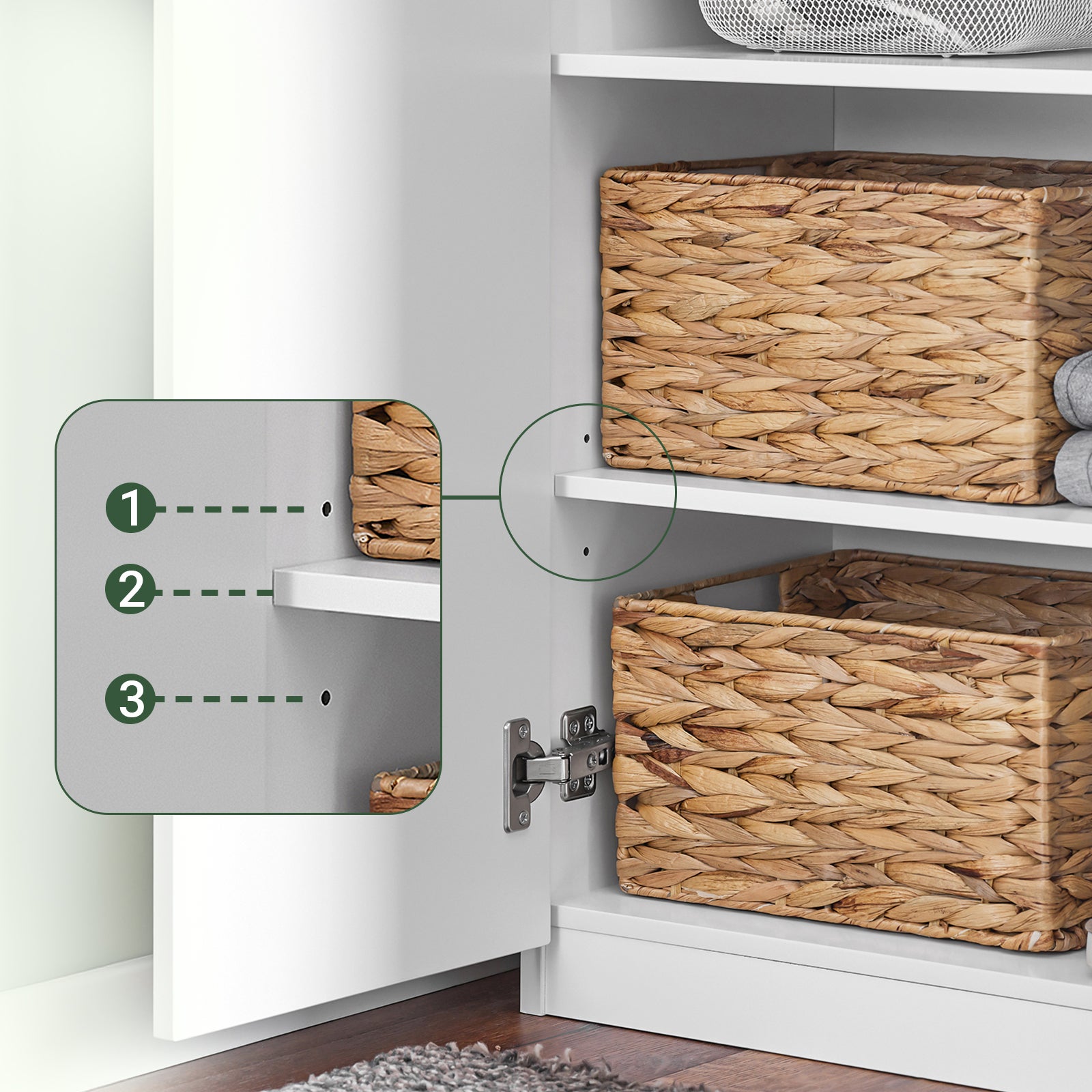 SoBuy Garde-robe Placard Armoire Dressing avec 1 Penderie, 2 Portes, 5 Compartiments, Blanc, KSB01-W - 6