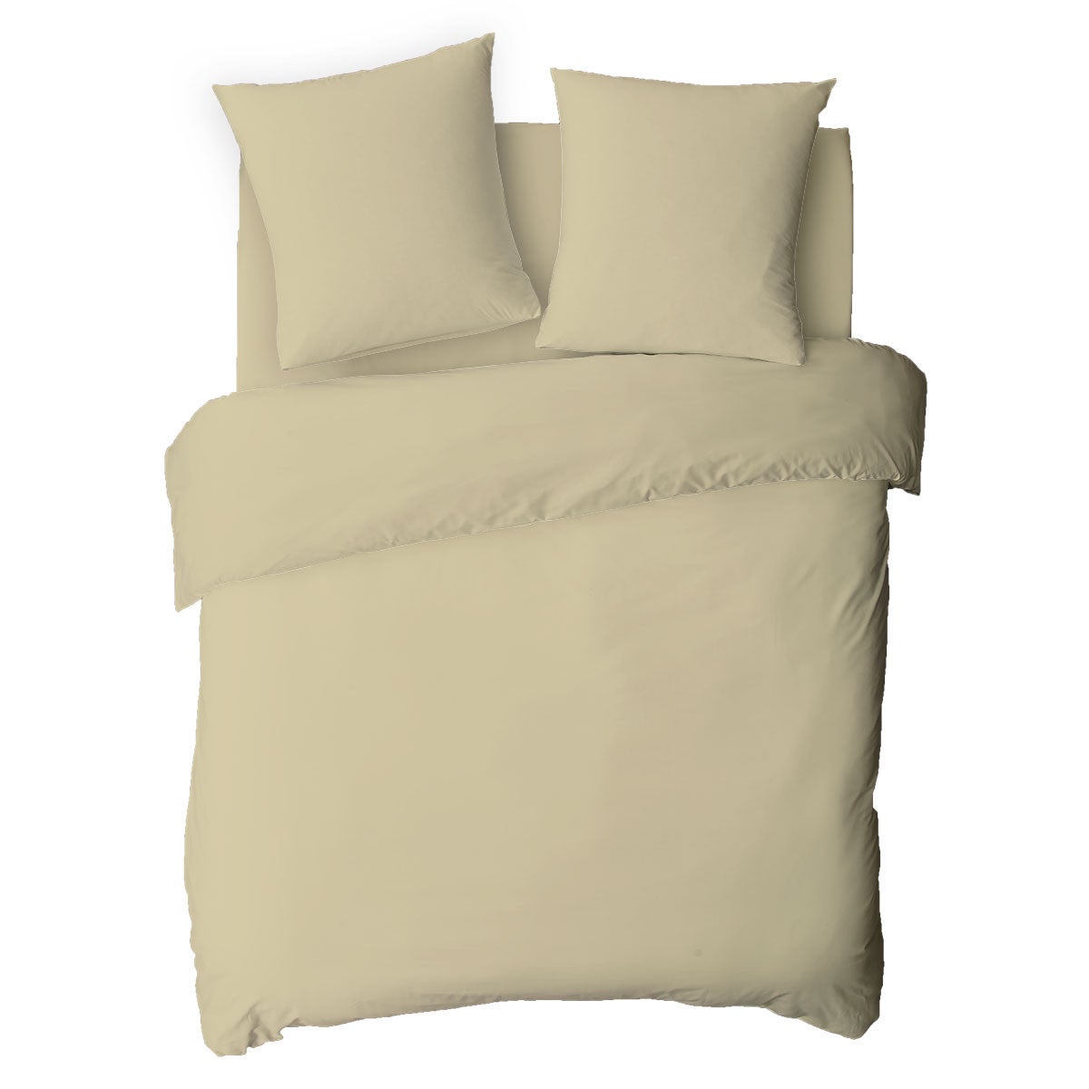 Drap housse uni en coton 57 fils beige 180x200cm - 3